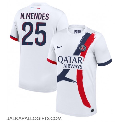 Paris Saint-Germain Nuno Mendes #25 Vieraspaita 2024-25 Lyhythihainen